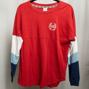 PINK Victoria's Secret red color-block long-sleeve sweatshirt